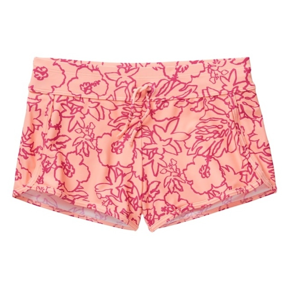 [NWOT] Athleta Girl Cannonball 2.0 Swim Short. “Pink and orange floral pattern”